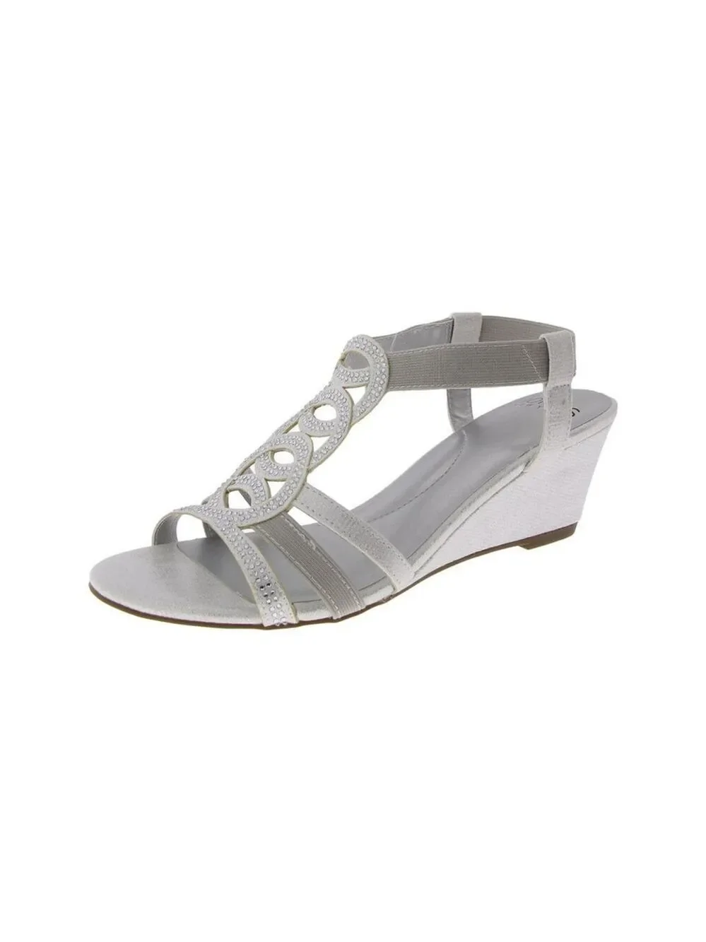 Jones New York Denise Embellished Rhinestones Wedge Sandals 9.5 M Gray Silver